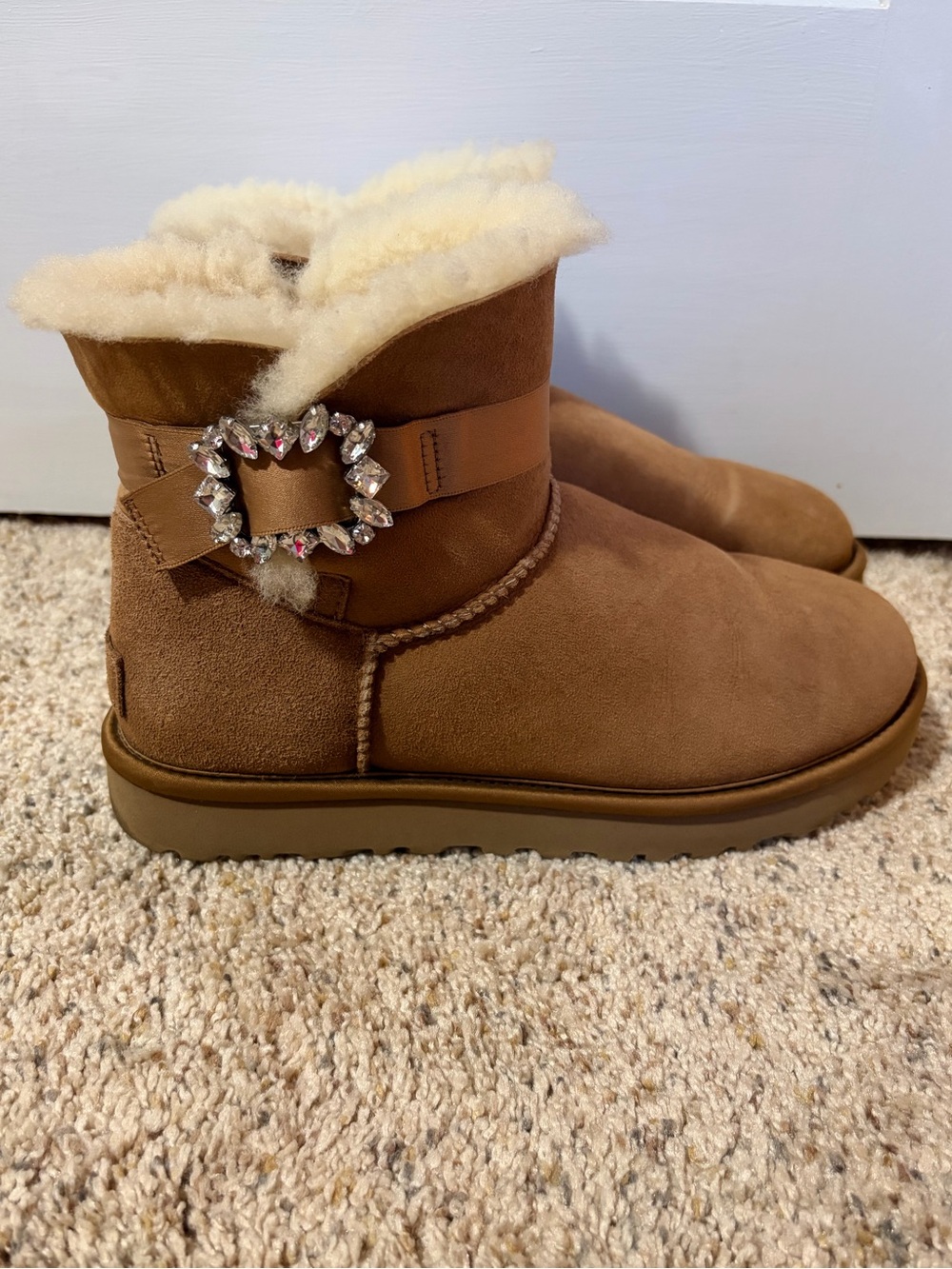 UGG Mini Side Brooch Sheepskin Boots - Women’s 8